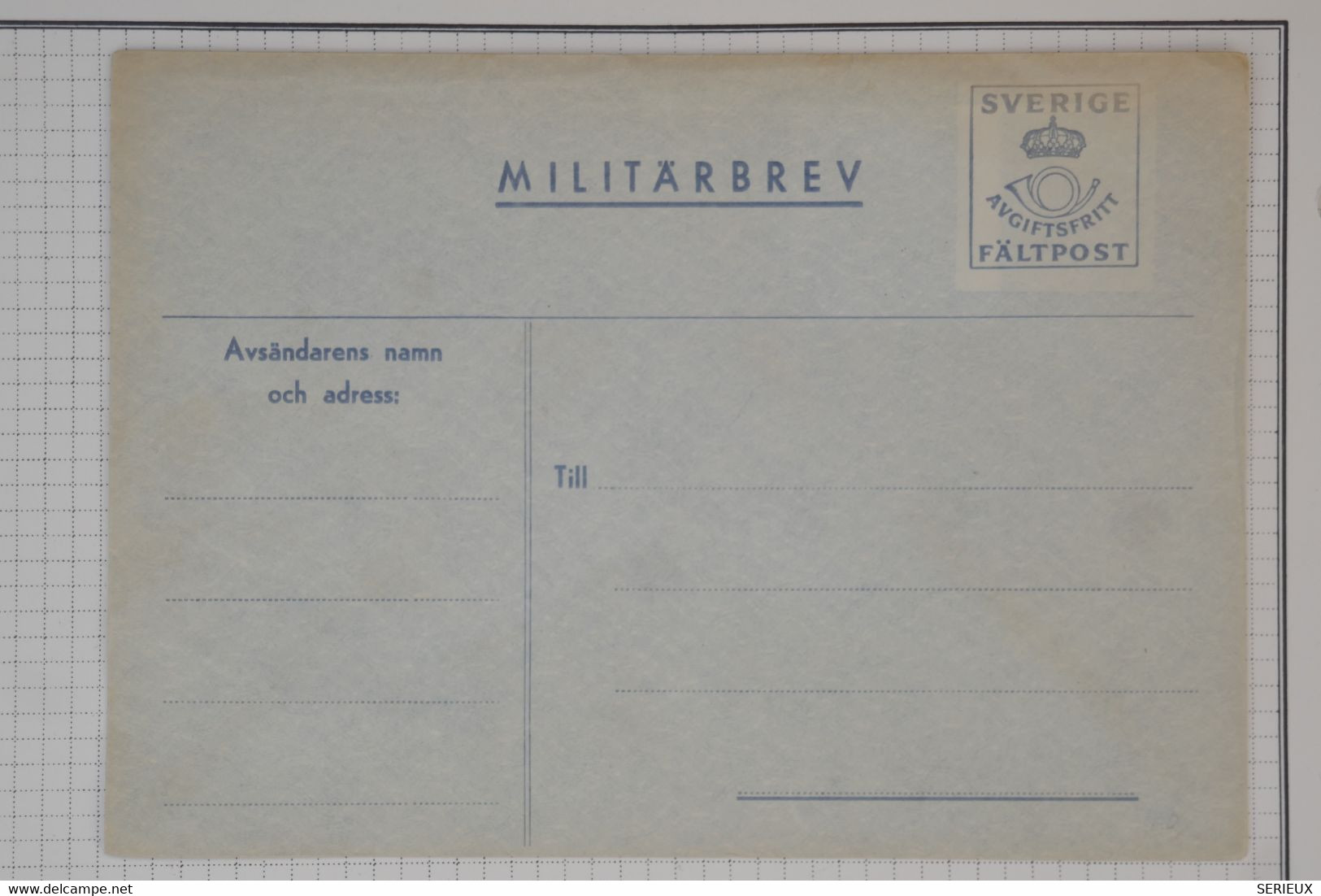 BC1 SVERIGE  BELLE LETTRE FALPOST  1944 MILITARBREV+++   NON VOYAGEE  ++NEUVE + - Military