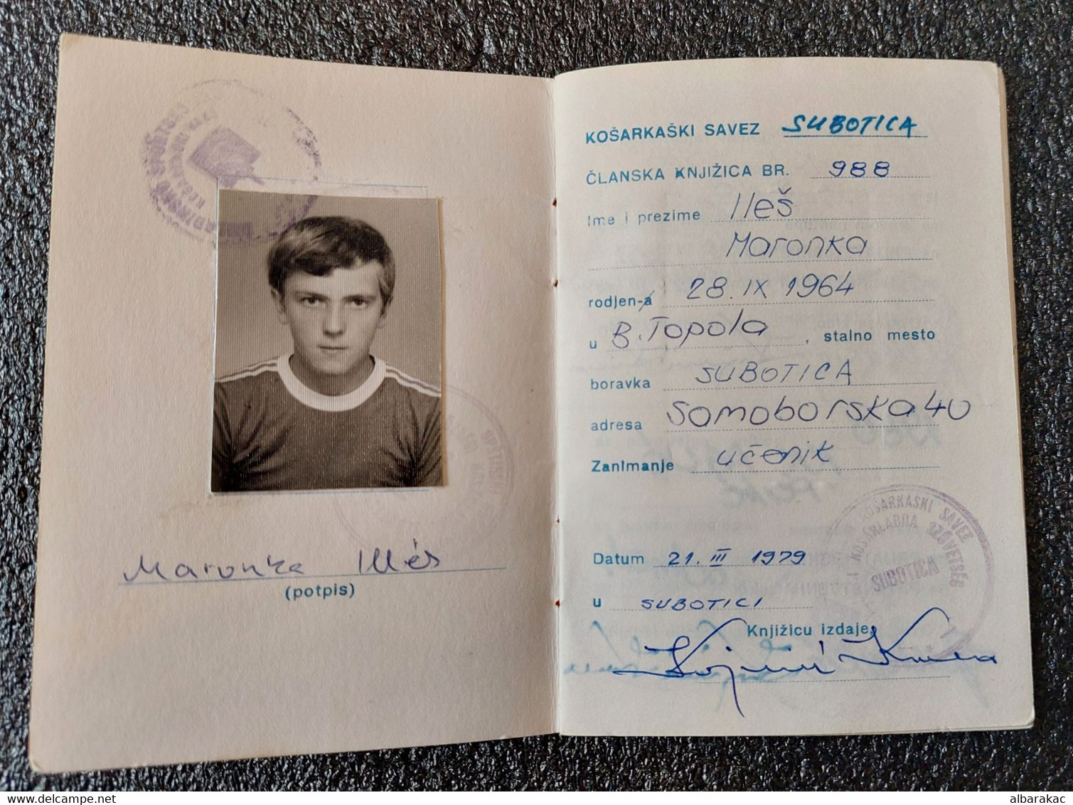 Basketball Union Yugoslavia , ID Card With Photo - Abbigliamento, Souvenirs & Varie