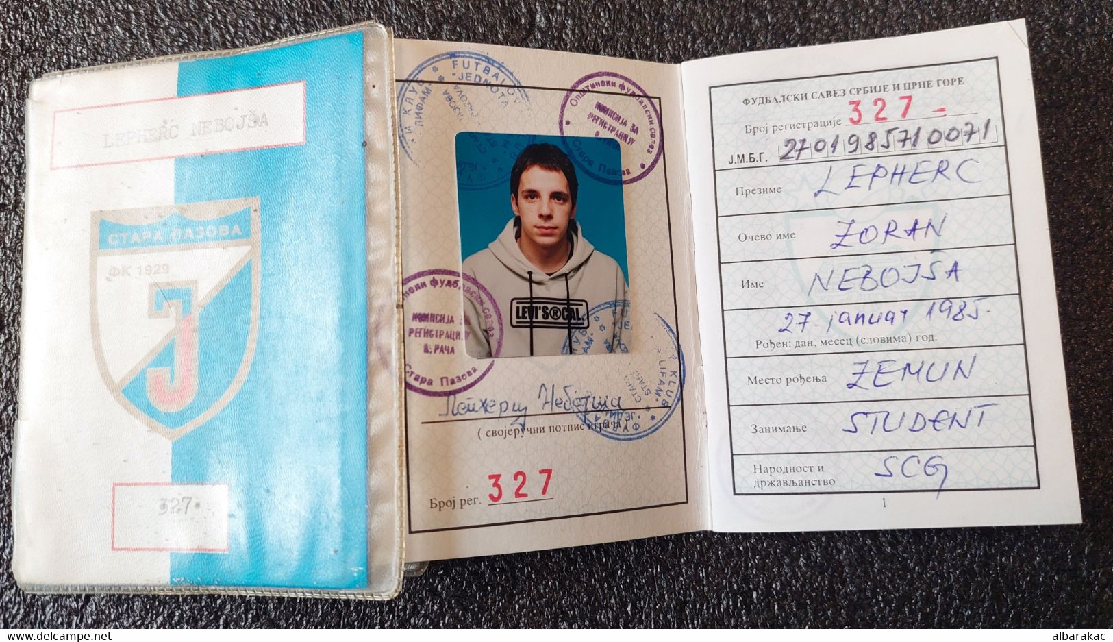 Football Soccer Union SCG - Serbia , Stara Pazova , ID Card With Photo - Bekleidung, Souvenirs Und Sonstige