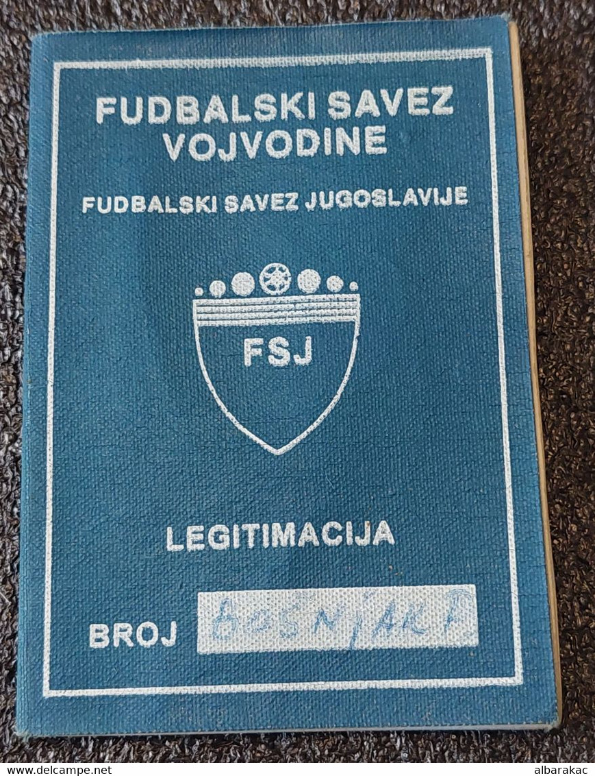 Football Soccer Union Yugoslavia Vojvodina ,Subotica Palic - ID Card With Photo - Habillement, Souvenirs & Autres