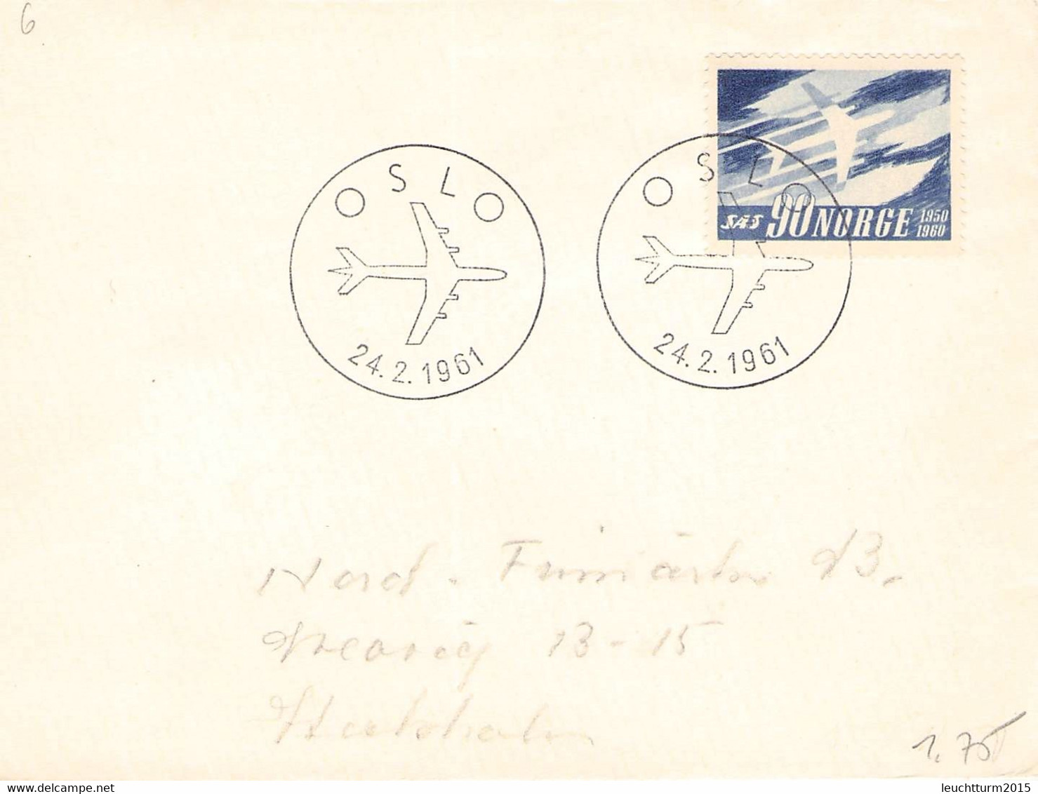 NORWAY - AIRMAIL 1961 OSLO > STOCKHOLM  / ZC97 - Briefe U. Dokumente