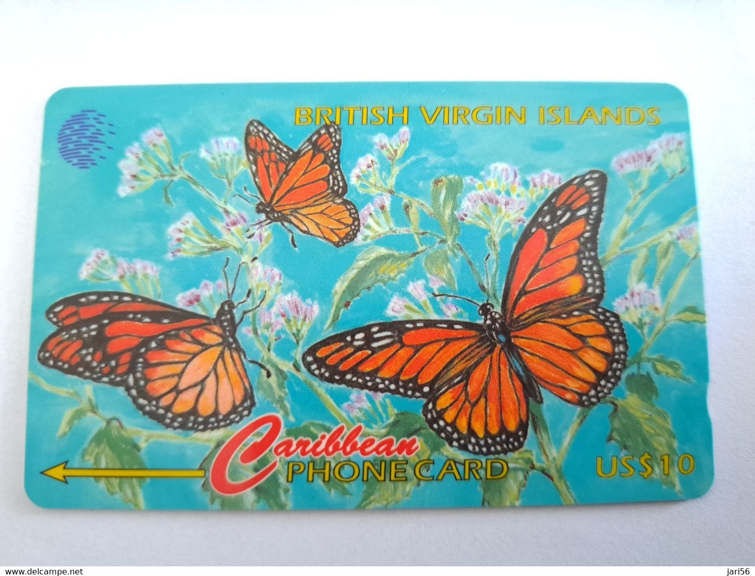 BRITSCH VIRGIN ISLANDS  US$ 10  BVI-91B   BUTTERFLY    91CBVB     Fine Used Card   ** 10723** - Virgin Islands