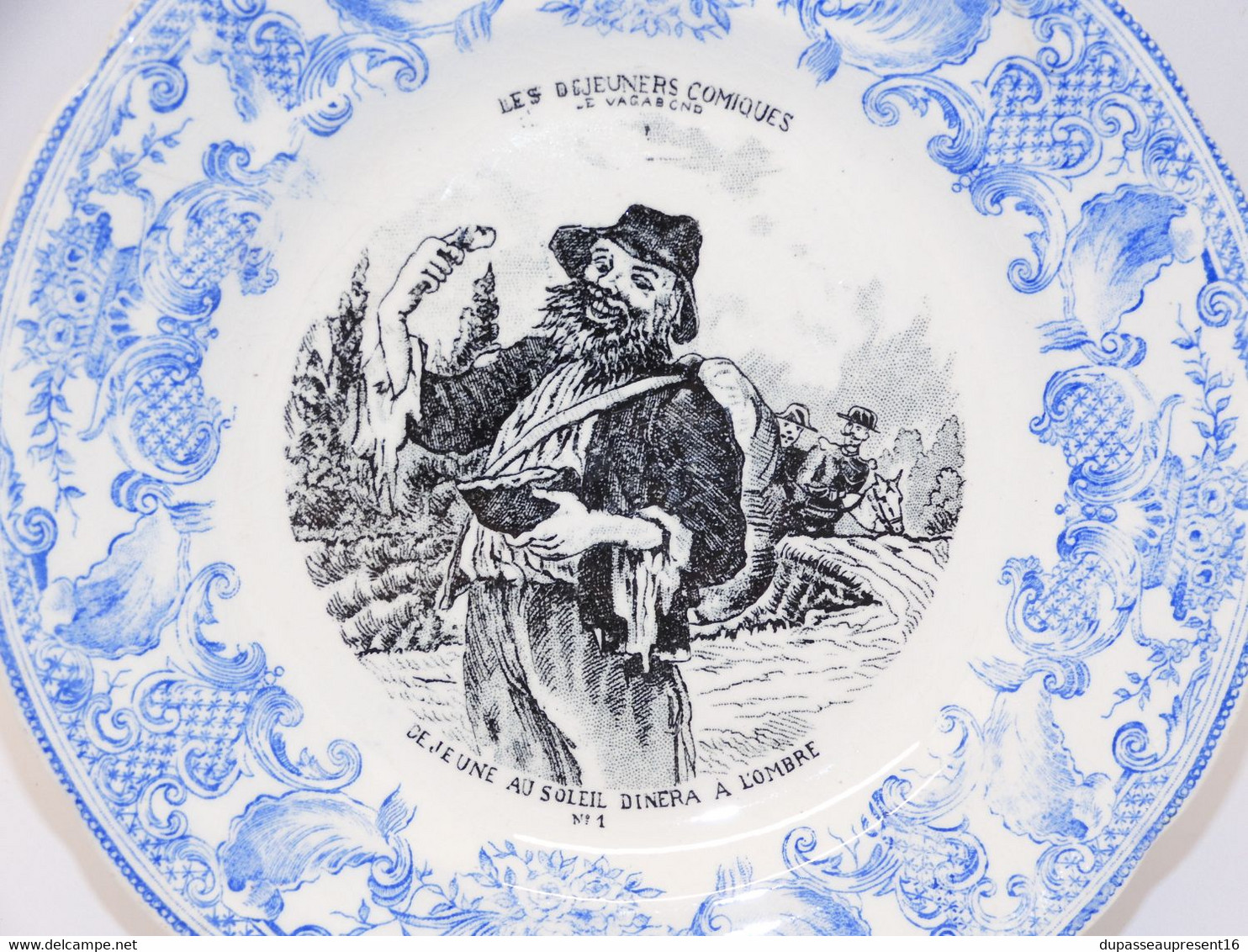 *ANCIENNE ASSIETTE PARLANTE CERAMIQUE OPAQUE De GIEN LE DEJEUNER COMIQUE  E - Gien (FRA)