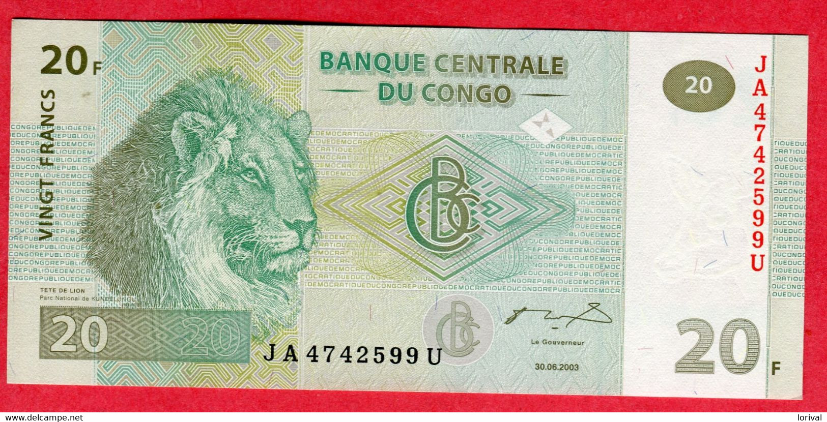 20 Francs 2003 Neuf 3 Euros - Republic Of Congo (Congo-Brazzaville)