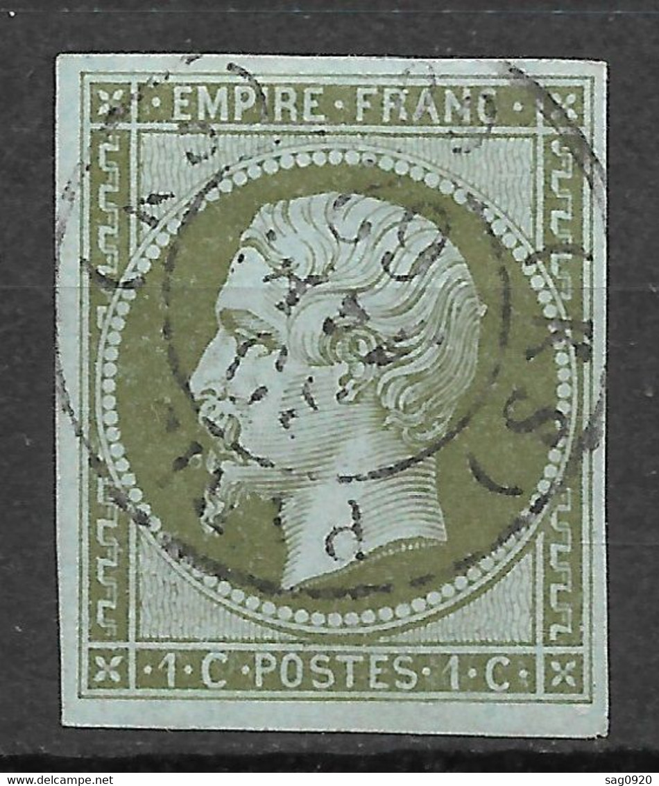 France--Yvert N°11 Oblitéré Cachet à Date PARIS (KS) - 1853-1860 Napoleon III