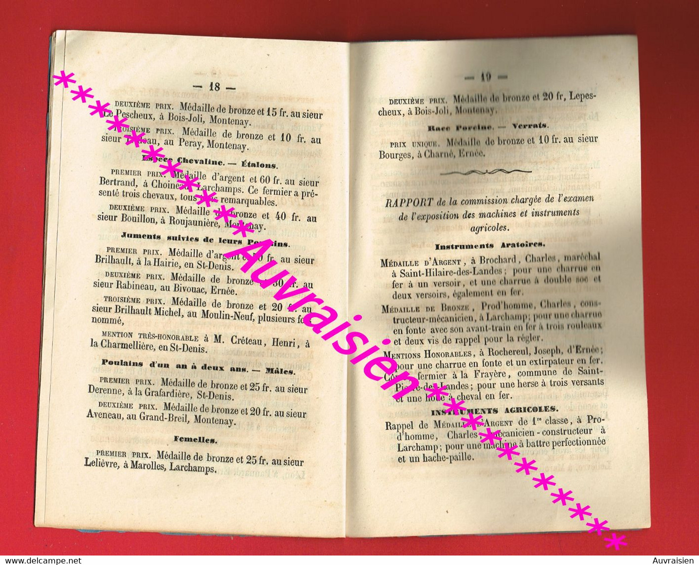 1 Plaquette 27 Pages 1864 Le Concours L'Exposition Comice Agricole Canton ERNEE Mayenne M. DUTERTRE Secrétaire Du Comice - Non Classificati