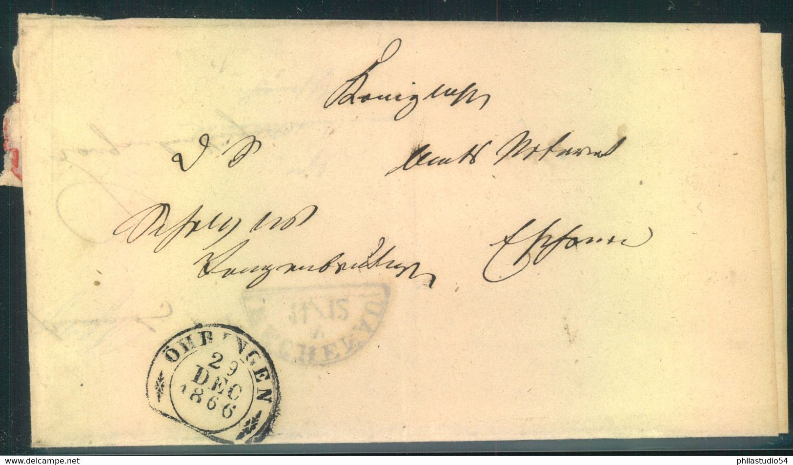 1860, Markenloser Brief Mit Steigbügelstempel „ÖGRINGEN“ - Brieven En Documenten