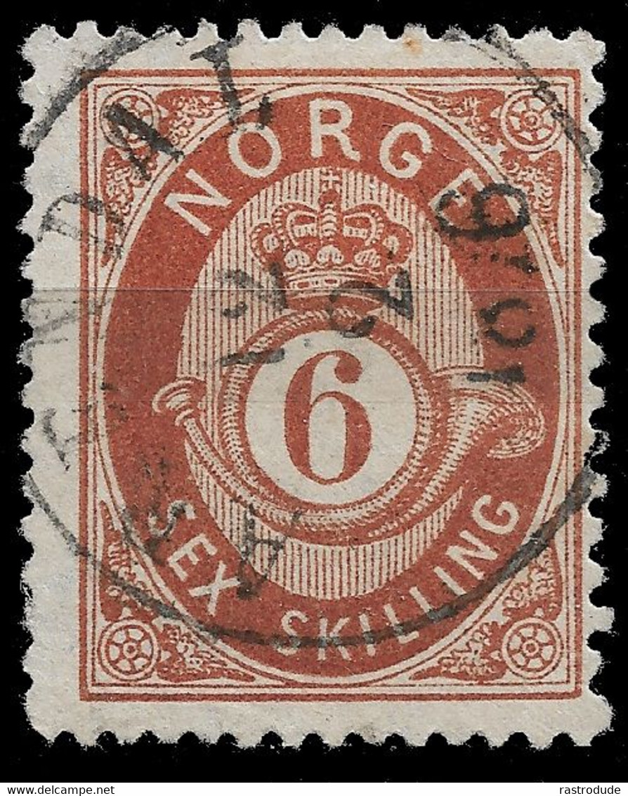 1872 NORWAY NORWEGEN - 6 Sk - Mi.Nr. 20 USED - GEBRAUCHT - Kat- €50 - Gebraucht
