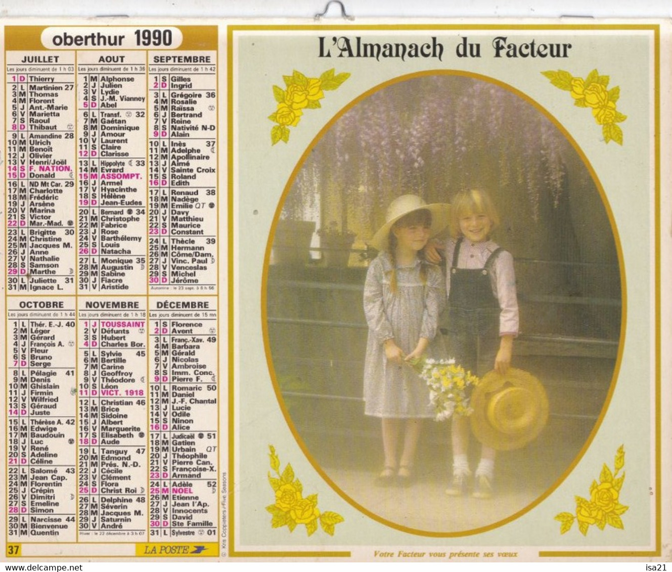 ALMANACH DES PTT Calendrier Des Postes: Côte D'Or, Les Fillettes. 1990 - Grand Format : 1981-90