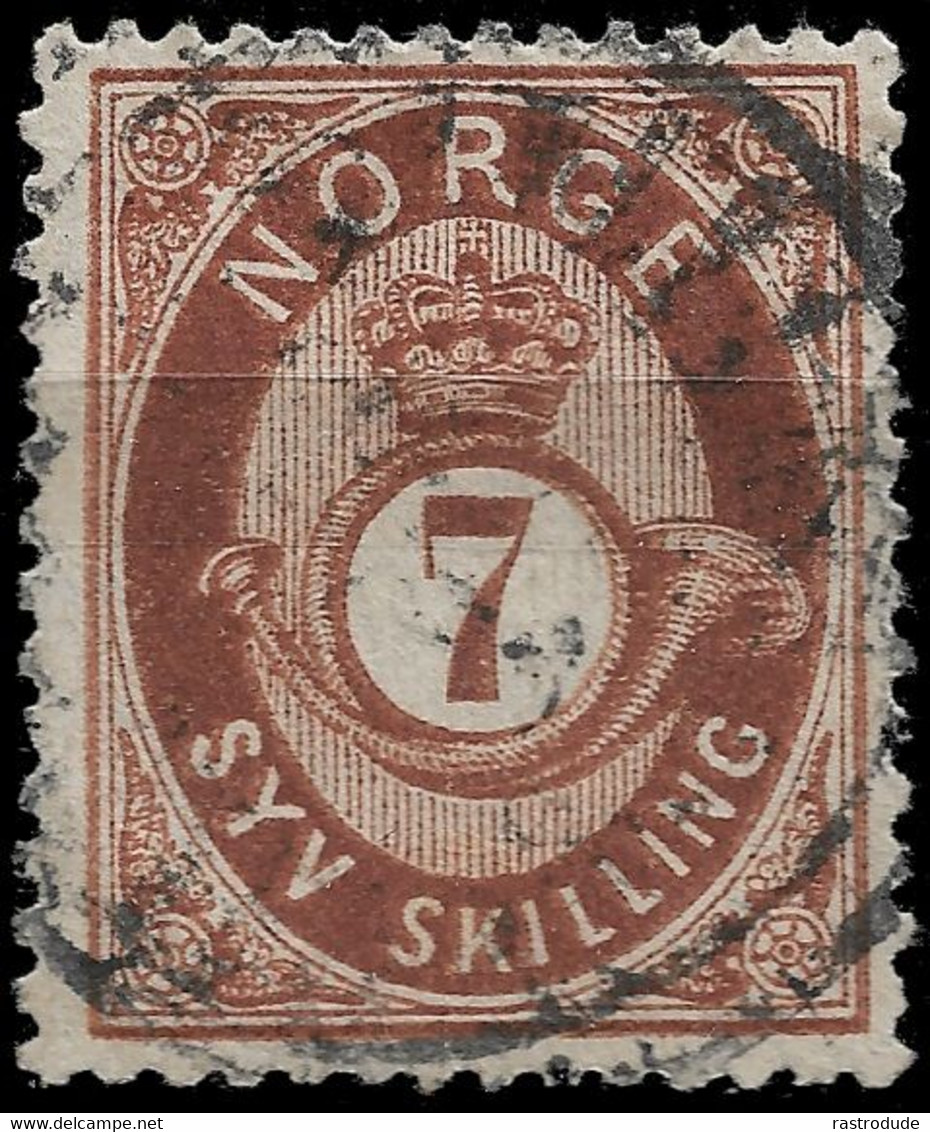 1872 NORWAY NORWEGEN - 7 Sk - Mi.Nr. 21 USED - GEBRAUCHT - Kat- €65 - Gebraucht