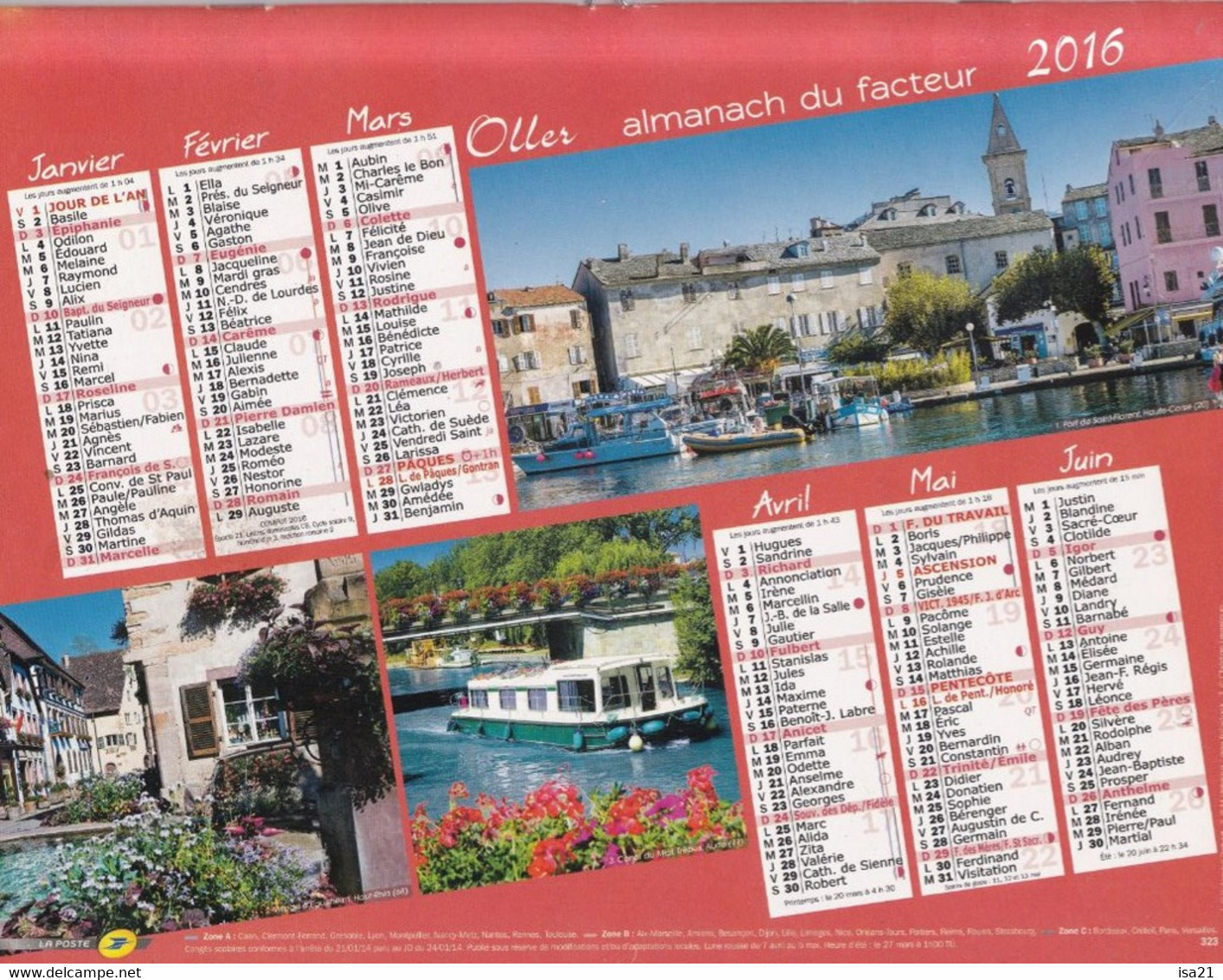 ALMANACH DES PTT Calendrier Des Postes: HAUTE SAONE - Territoire De BELFORT, Villages De France.2016 - Grand Format : 2001-...