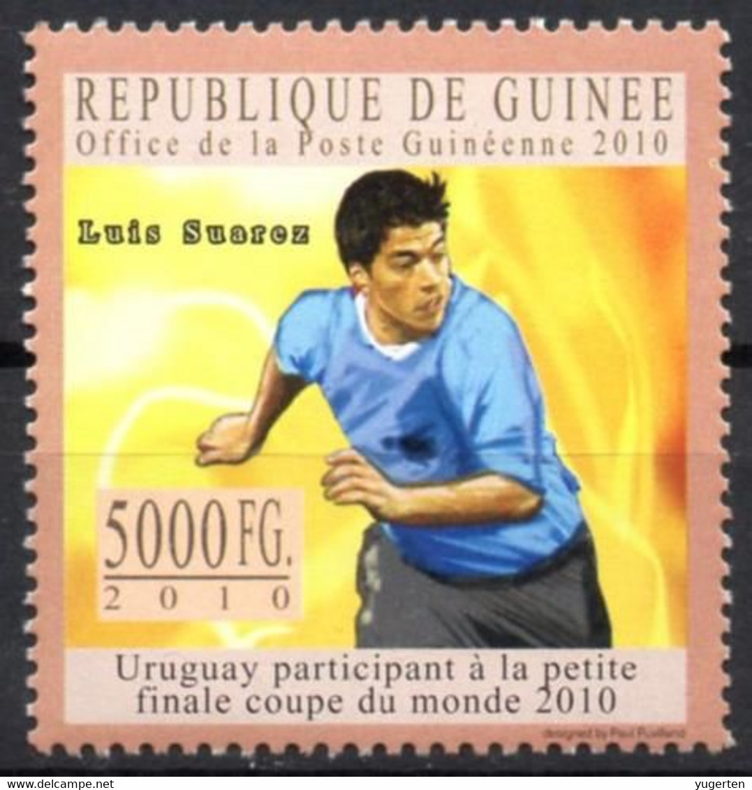 GUINEA 2010 - 1v - MNH - Luis Suarez - Uruguay - Football Fußball Fútbol Soccer Voetbal Futebol - Barcelona Liverpool - 2010 – South Africa