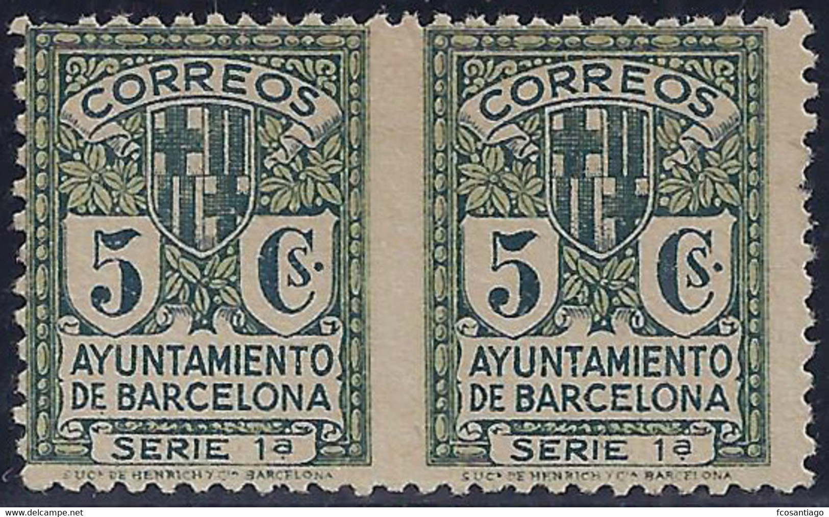 ESPAÑA/BARCELONA 1932/35 - Edifil #9spv - Sin Goma (*) - Variedad: Sin Dentar En Medio - Barcelona