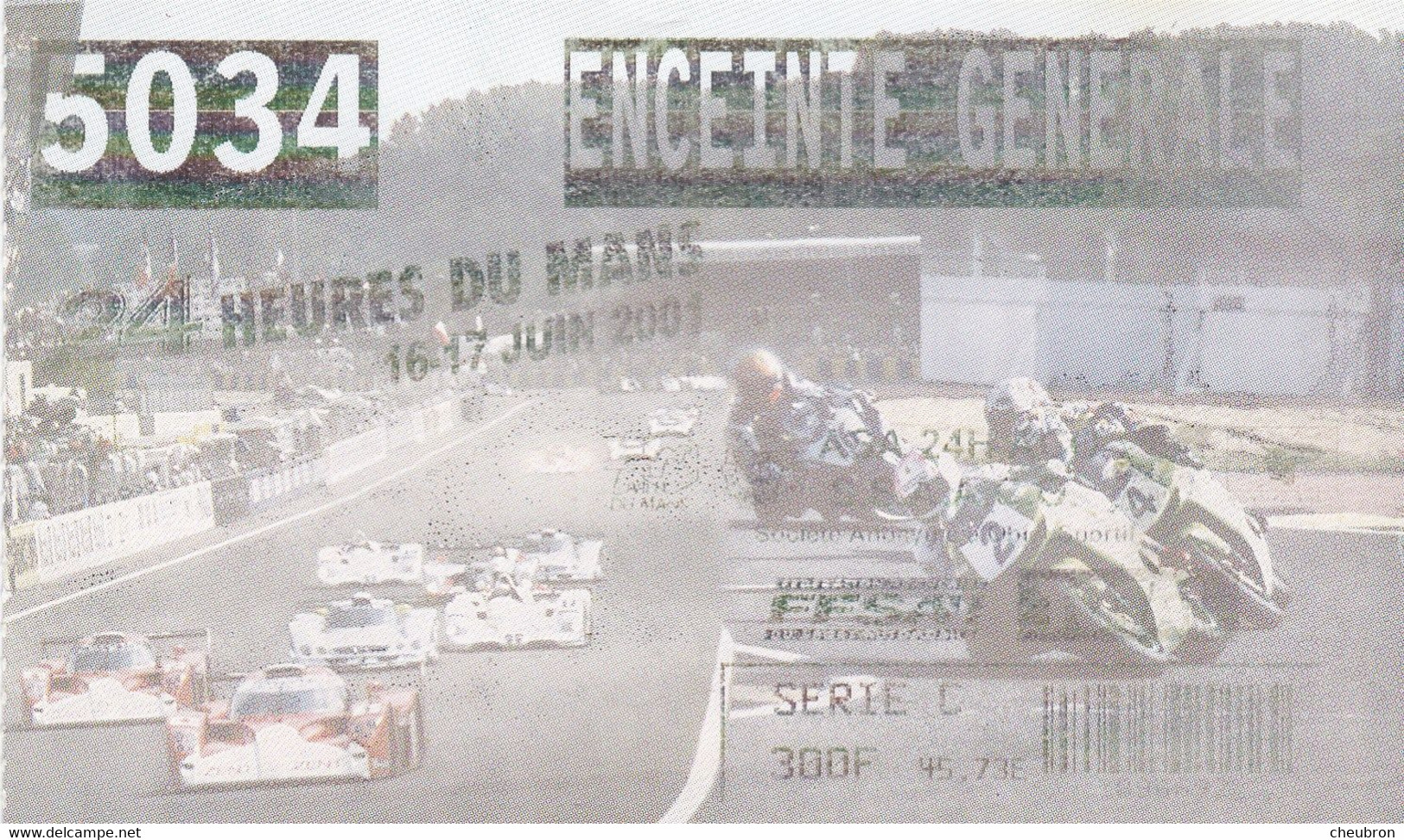 SPORT AUTO. 24 HEURES DU MANS 2001. LA BILLETTERIE. BILLET D'ACCES ENCEINTE GENERALE. N° 5034. FORMAT 12.5 X 7.5 - Automobile - F1