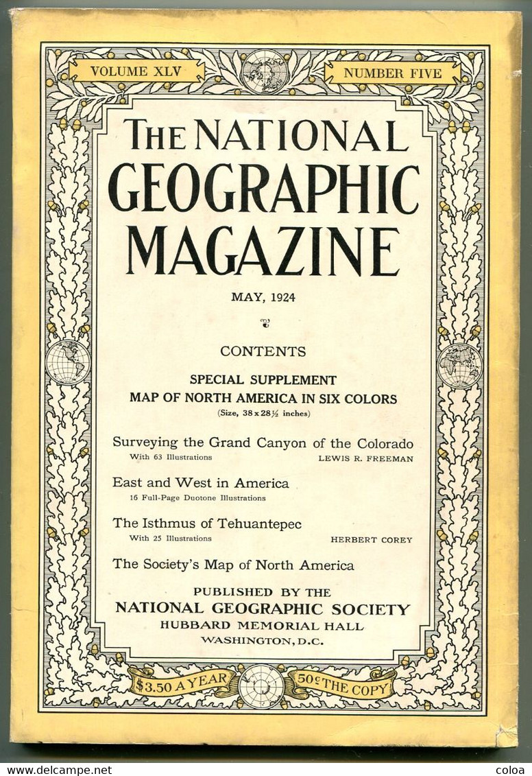 The National Geographic May 1924 Map Of North America In Six Colors - 1900-1949