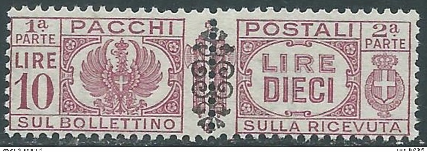 1945 LUOGOTENENZA PACCHI POSTALI 10 LIRE MNH ** - I19-8 - Colis-postaux