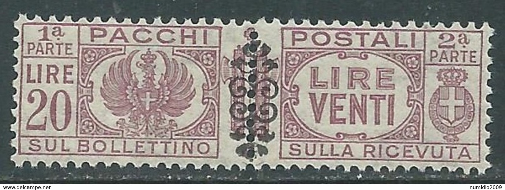 1945 LUOGOTENENZA PACCHI POSTALI 20 LIRE MNH ** - I1 - Colis-postaux