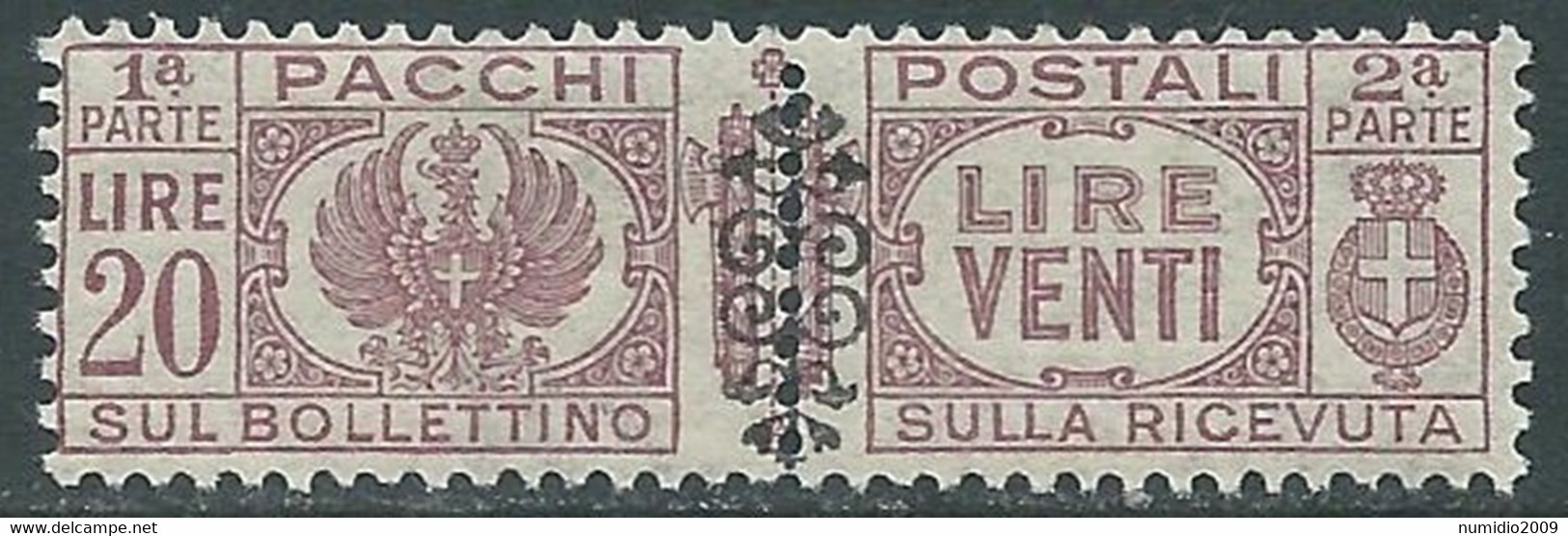 1945 LUOGOTENENZA PACCHI POSTALI 20 LIRE MNH ** - I1-10 - Colis-postaux