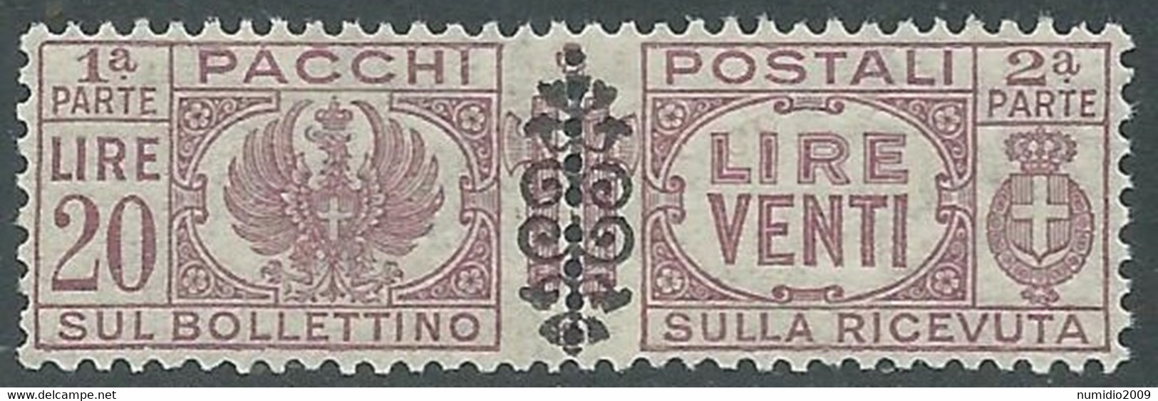 1945 LUOGOTENENZA PACCHI POSTALI 20 LIRE MNH ** - I19-2 - Colis-postaux