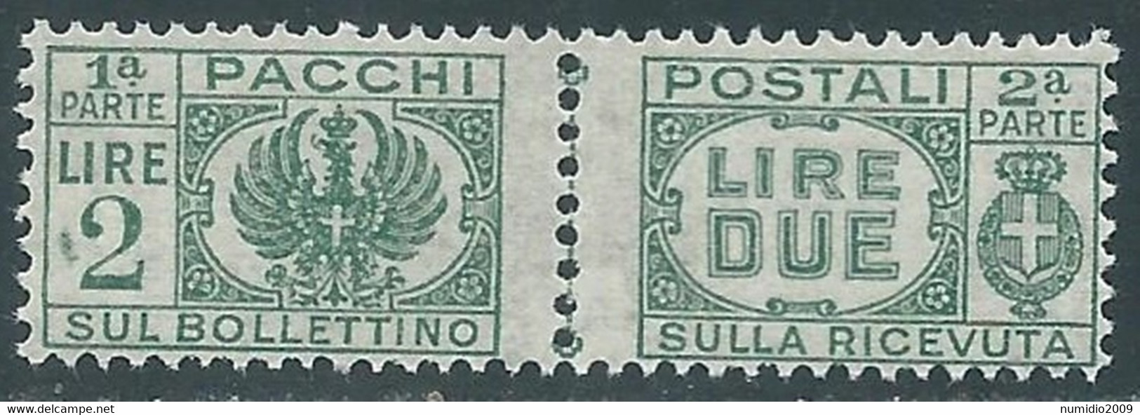 1946 LUOGOTENENZA PACCHI POSTALI 2 LIRE MNH ** - I27 - Postal Parcels