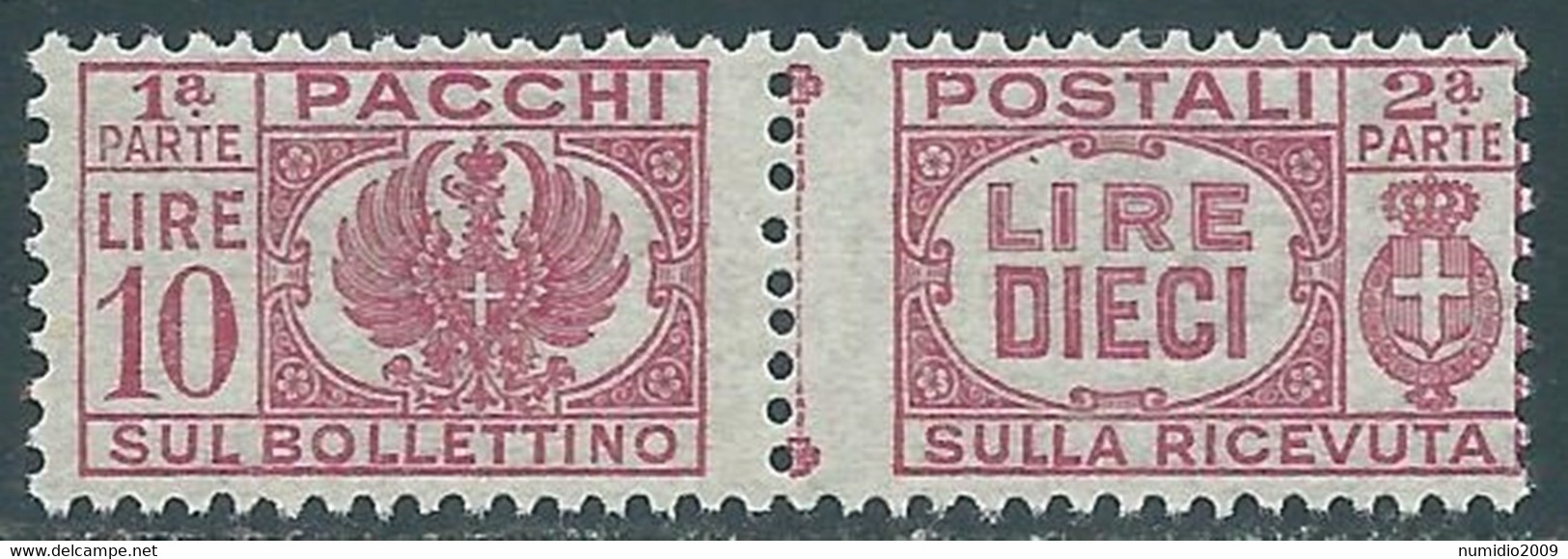 1946 LUOGOTENENZA PACCHI POSTALI 10 LIRE MNH ** - I20 - Colis-postaux