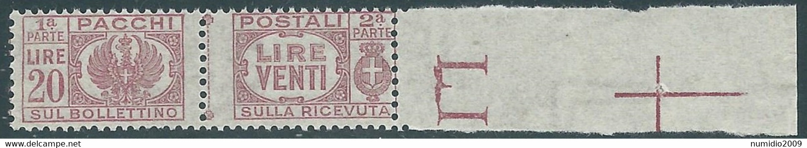 1946 LUOGOTENENZA PACCHI POSTALI 20 LIRE MNH ** - I26-10 - Colis-postaux