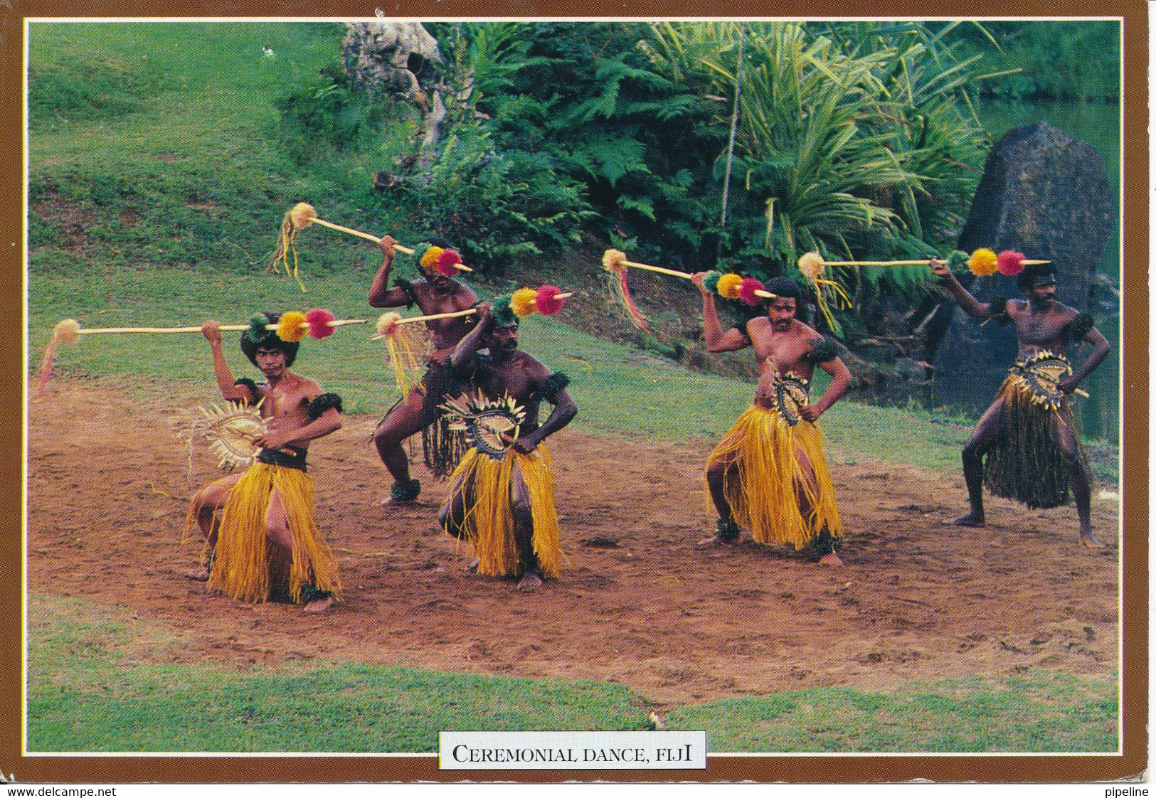 Fiji Postcard Sent To Denmark 8-4-1994 (Ceremonial Dance Troupe Fiji) - Fidji