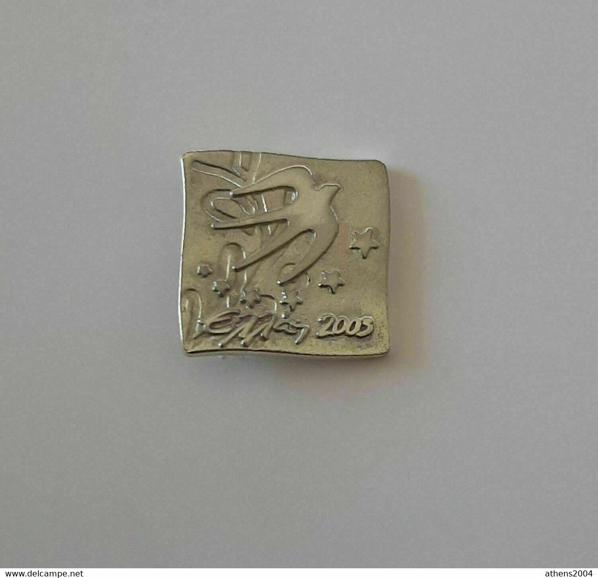 Athens 2004 Olympic Games, Hellenic EU Presidency Pin, SOLID Silver Version - Jeux Olympiques