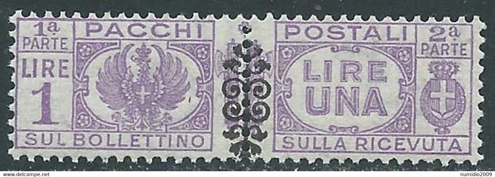 1945 LUOGOTENENZA PACCHI POSTALI 1 LIRA MNH ** - RB14-2 - Colis-postaux