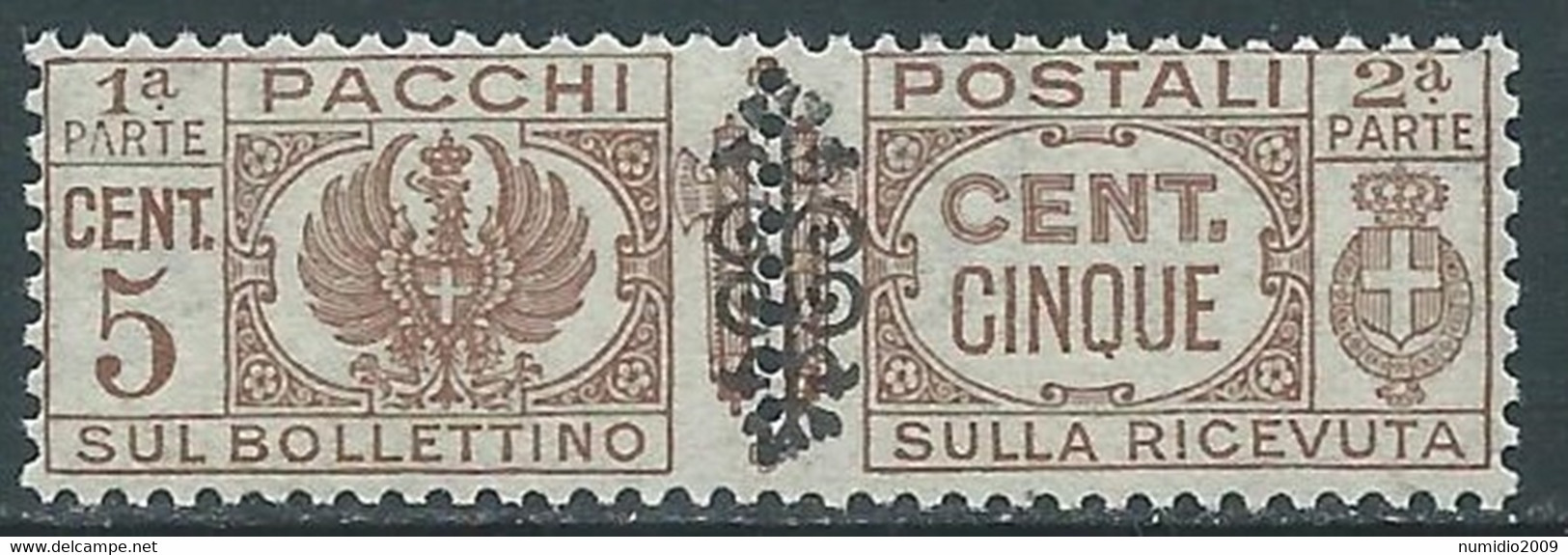 1945 LUOGOTENENZA PACCHI POSTALI 5 CENT MNH ** - RB14-7 - Paketmarken