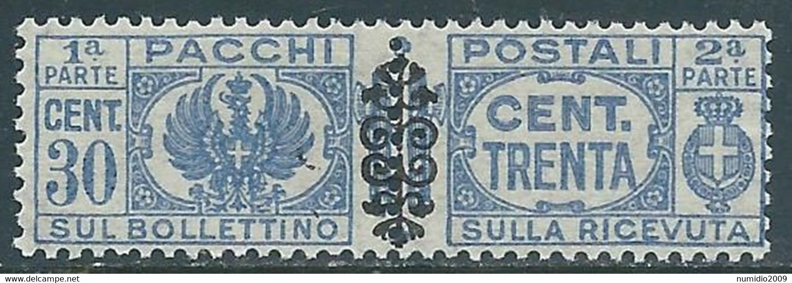 1945 LUOGOTENENZA PACCHI POSTALI 30 CENT MNH ** - RB14-4 - Postal Parcels