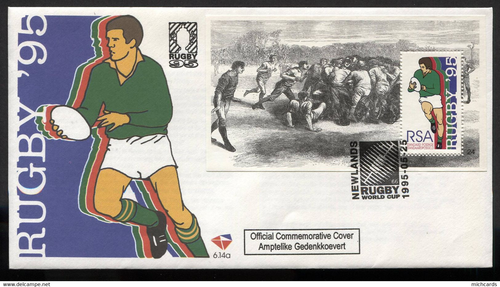 AFRIQUE SUD (RSA) 1995 - Rugby - FDC Obliteration Newlands 1995-05-25 - Brieven En Documenten