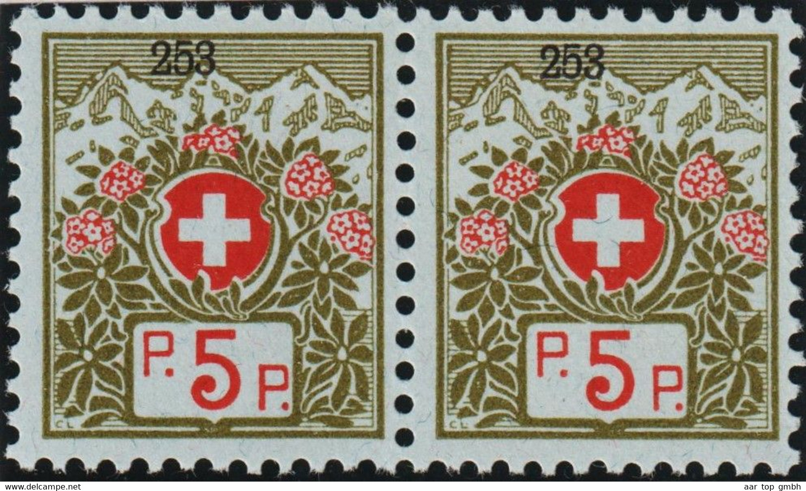 Schweiz Portofreiheit Zu#4A Paar * Falzspur 5 Rp. KL#253 Frauenverein - Franchigia