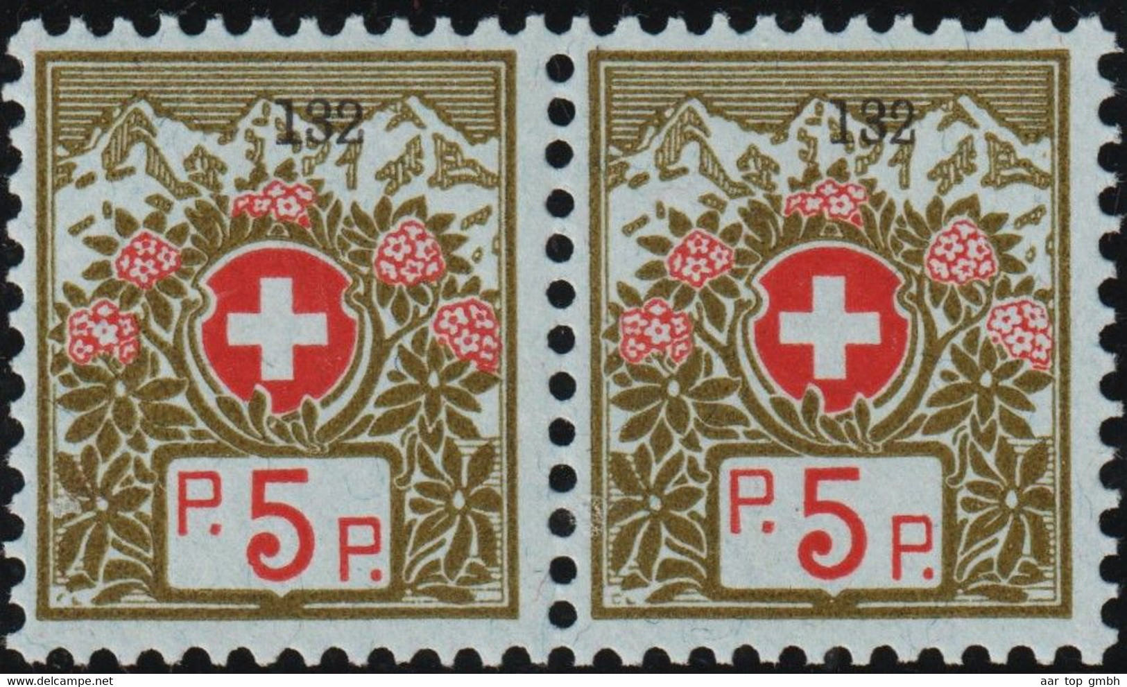 Schweiz Portofreiheit Zu#4A Paar ** Postfrisch 5 Rp. KL#132 Bernische Kantonale Gotthelfstiftung - Franchise