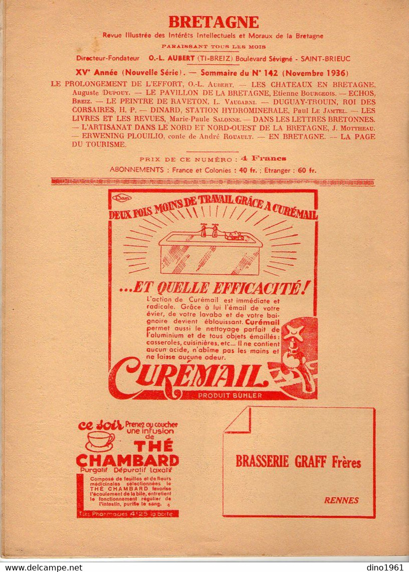 VP20.347 - SAINT - BRIEUC X RENNES 1936 - Revue Mensuelle / Bretagne / Directeur - Fondateur O,- L. AUBERT - 1900 - 1949