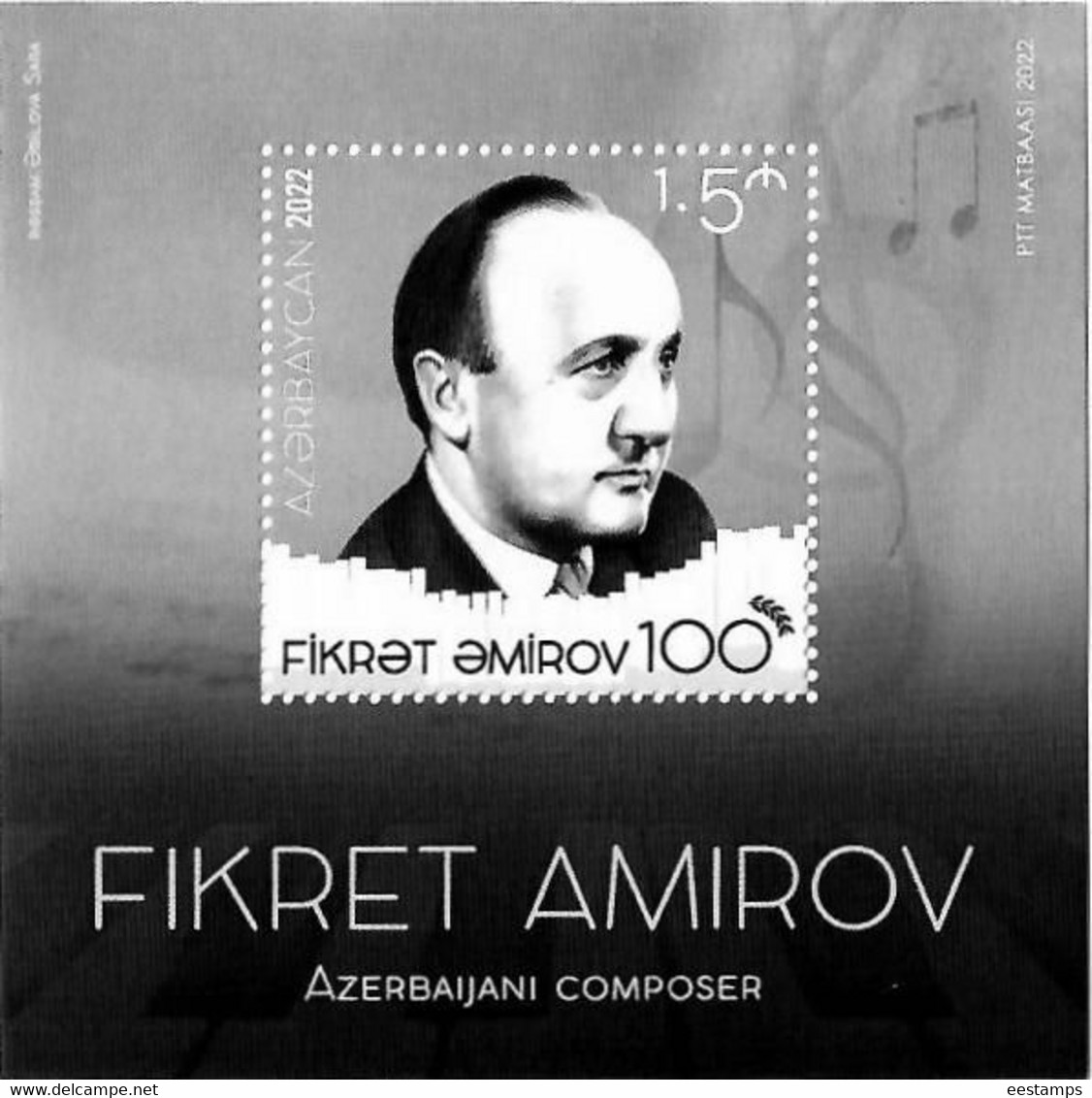 Azerbaijan 2022 . Composer Fikret Amirov. S/S: 1.50 - Azerbaïjan