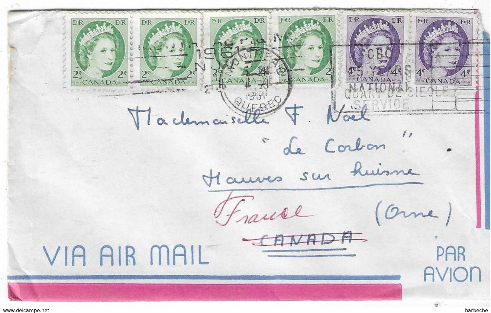 CANADA VIA AIR MAIL QUEBEC - Airmail