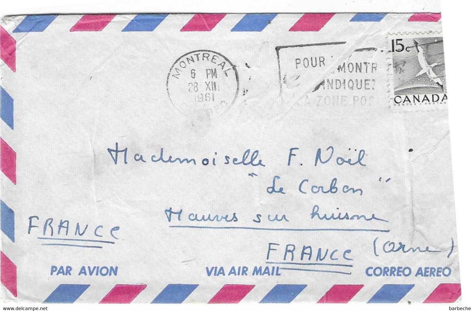 CANADA VIA AIR MAIL MONTREAL - Poste Aérienne