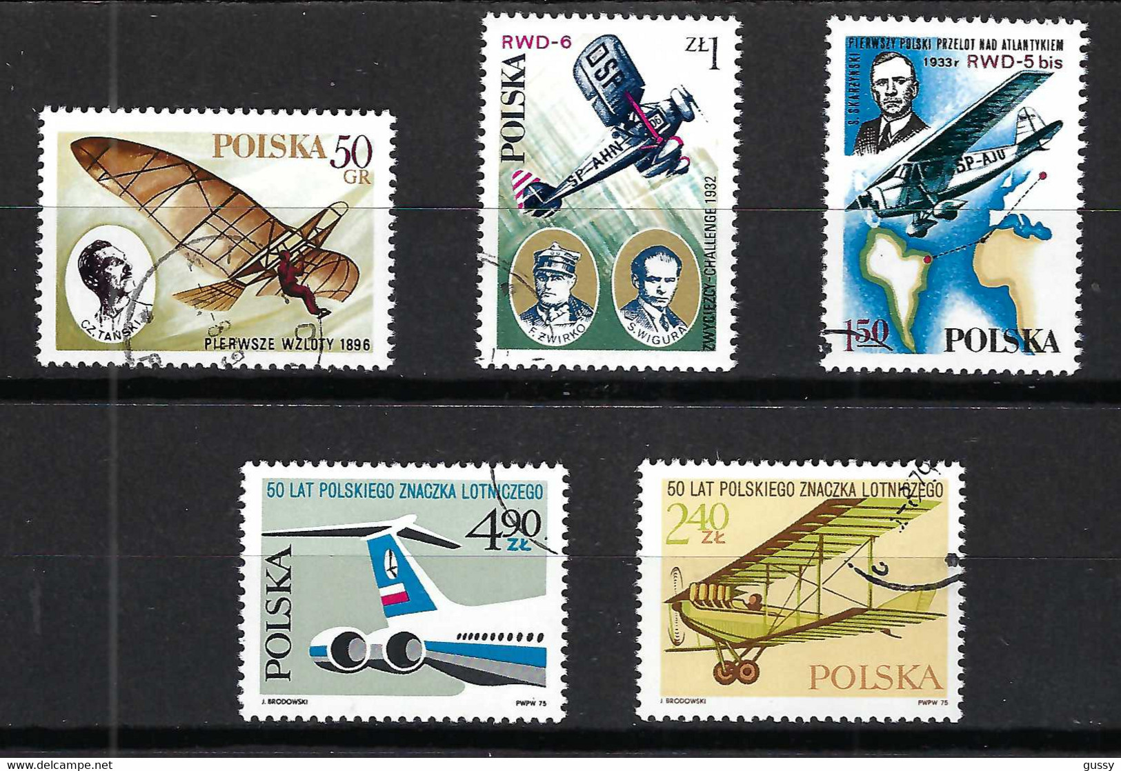 POLOGNE: "AVIONS  ANCIENS", Lot  D'obl. - Oblitérés