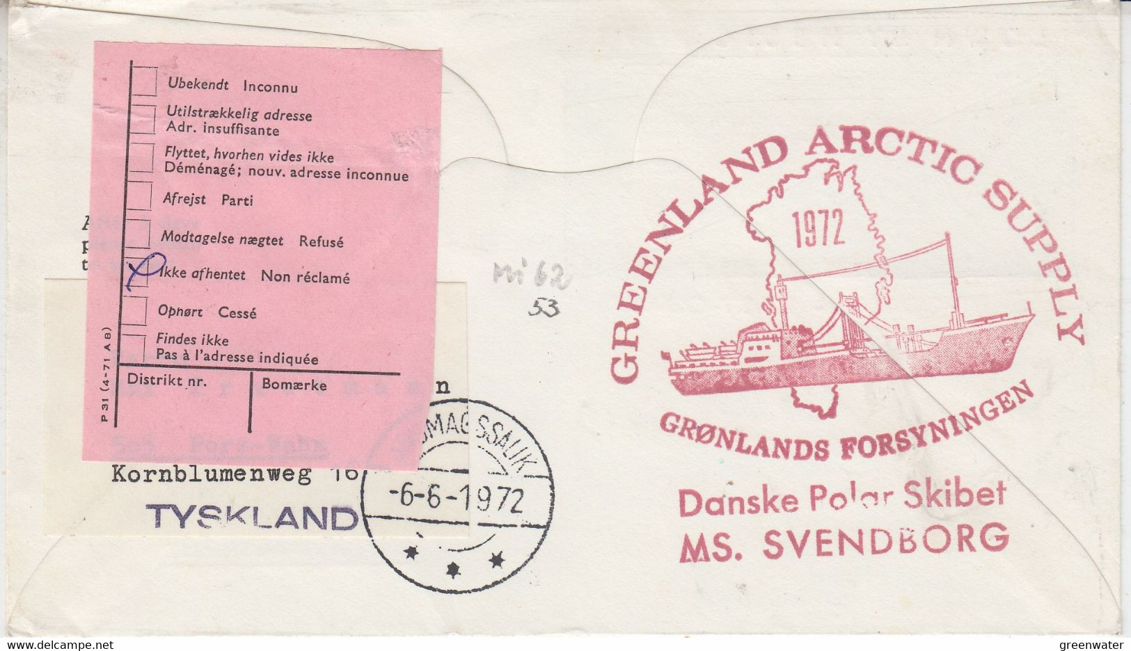 Greenland 1972 Cover Heliflight Godthab To Angmagssalik Ca Godthab 13-3-1972 (LG183B) - Polar Flights