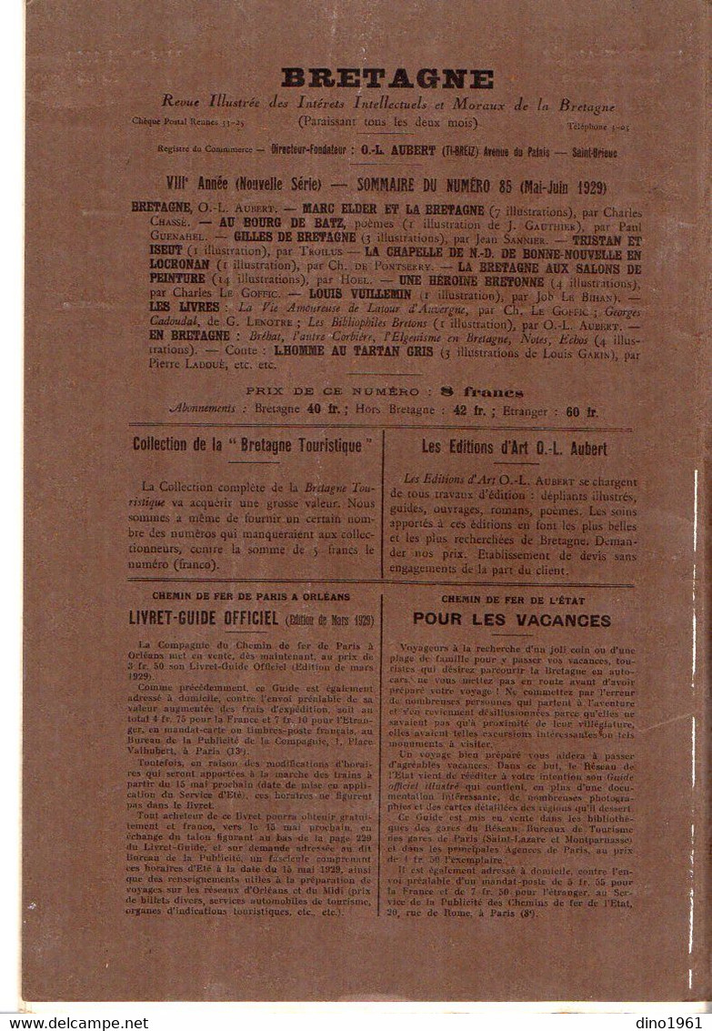 VP20.355 - SAINT - BRIEUC X RENNES 1929 - Revue Mensuelle / Bretagne / Directeur - Fondateur O,- L. AUBERT - 1900 - 1949