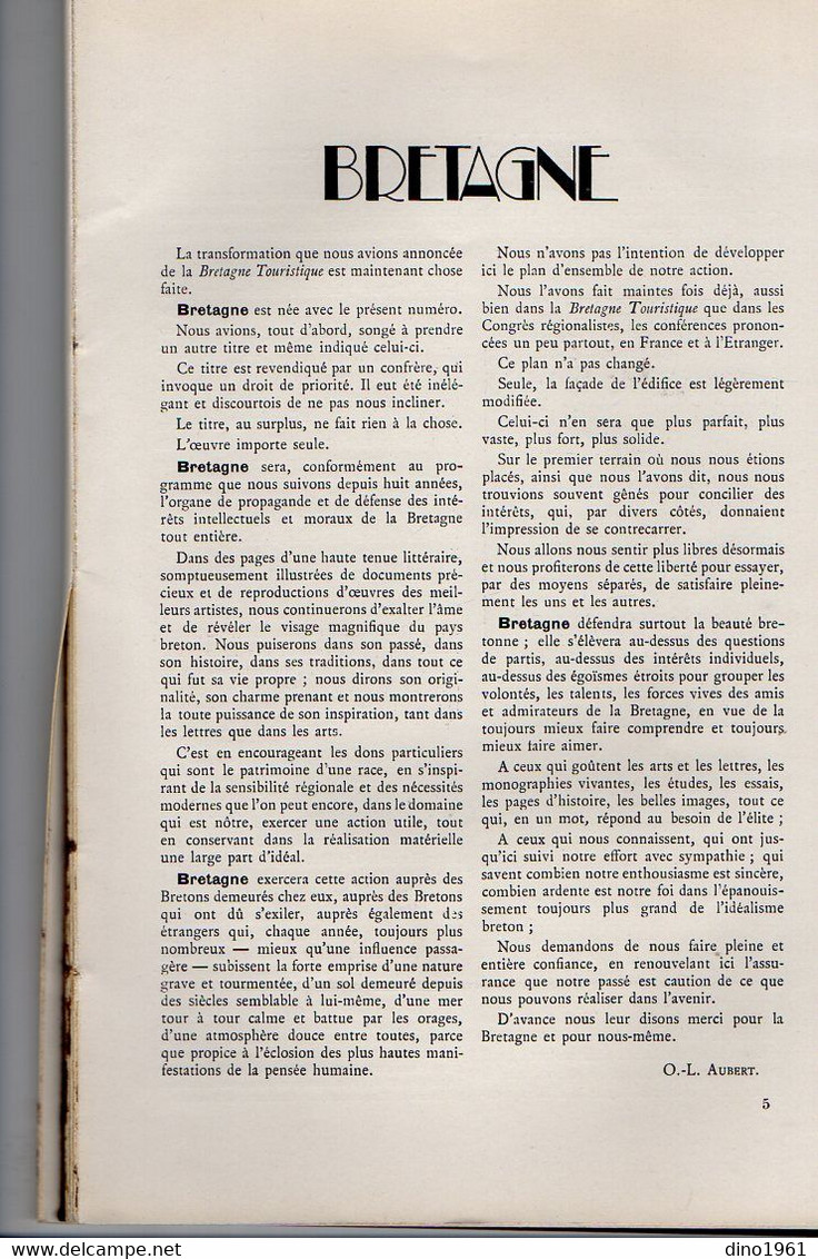 VP20.355 - SAINT - BRIEUC X RENNES 1929 - Revue Mensuelle / Bretagne / Directeur - Fondateur O,- L. AUBERT - 1900 - 1949