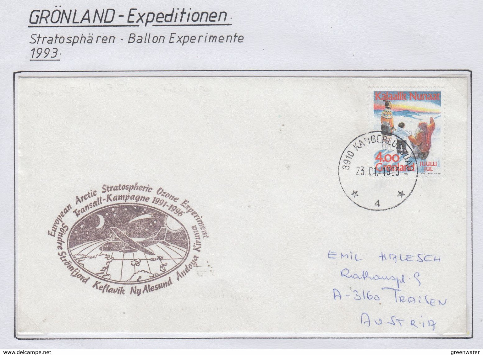 Greenland 1993 Cover European Arctic Stratospheric Ozone Experiment Ca 3.01.1993 (LG184) - Vols Polaires