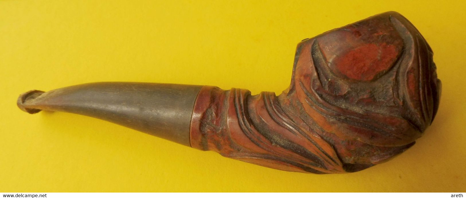 Pipe En Bruyère Sculptée - Inscription " ORAN" Et ''Bruyère" - Heather Pipes