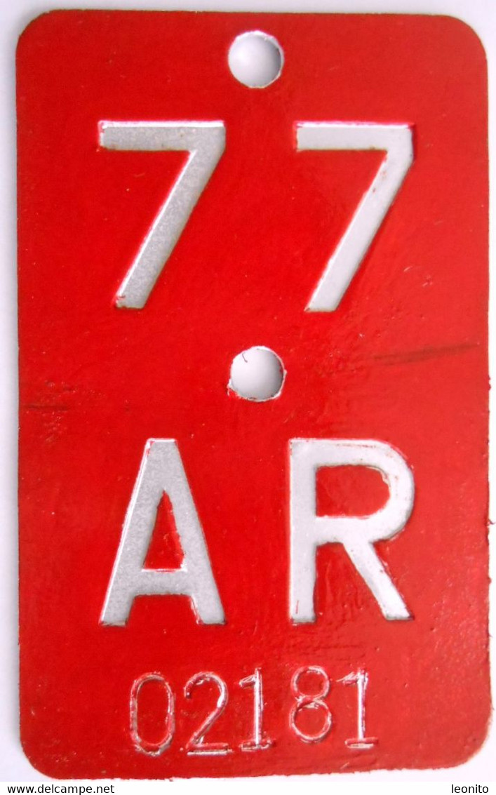 Velonummer Appenzell Ausserrhoden AR 77 - Plaques D'immatriculation