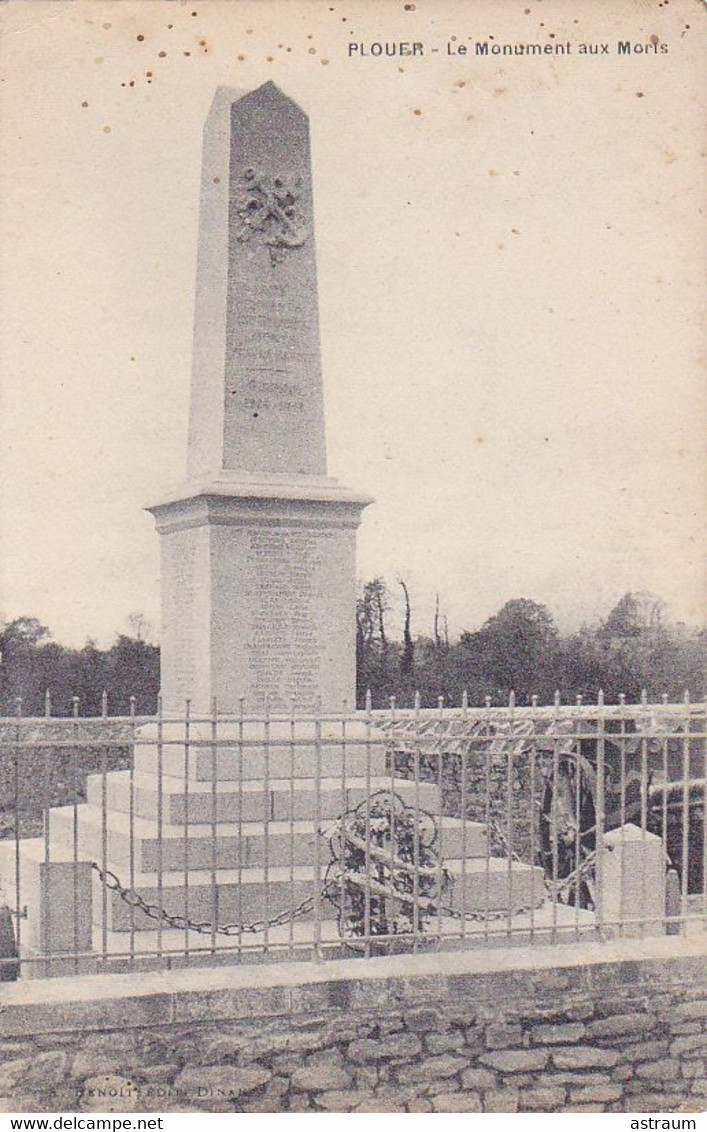 Cpa-22- Plouer -peu Courante- Monument Aux Morts 14/18 -edi Benoit - Plouër-sur-Rance