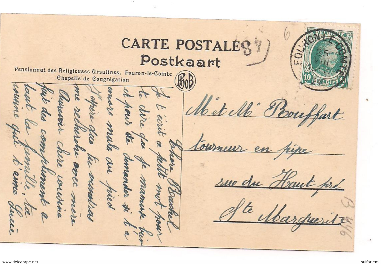 Carte Postale. FOURON-LE-COMTE. Pensionnat Des Ursulines. Chapelle De Congrégation. - Voeren