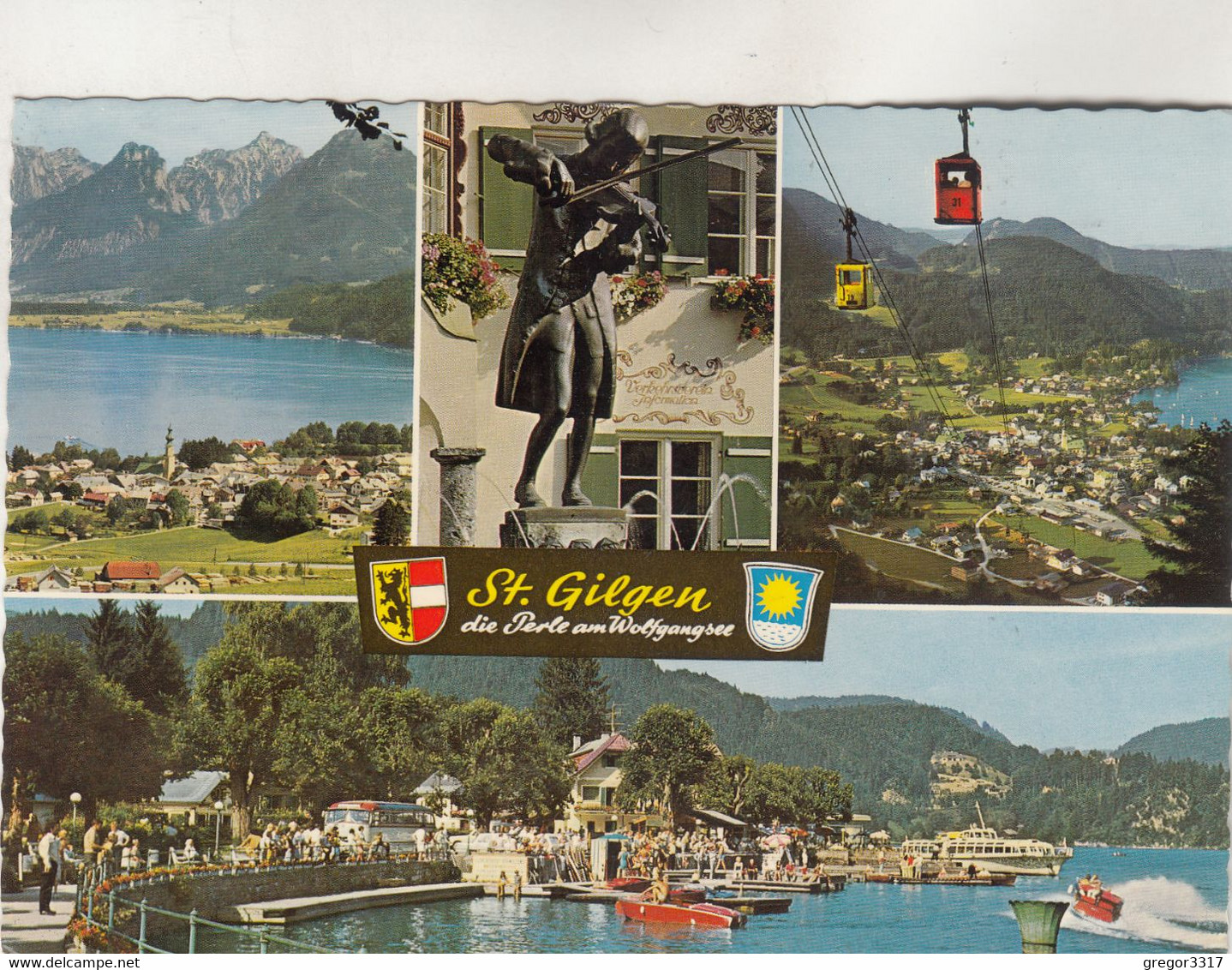 B6260) ST. GILGEN - Salzkammergut Seilbahn Mozartdenkmal Boote Schiff Promenade - St. Gilgen