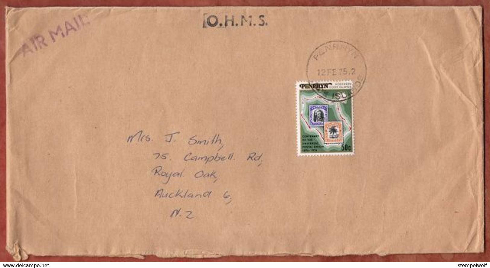 Luftpost, UPU, Penrhyn Nach Auckland 1975 (9209) - Cook