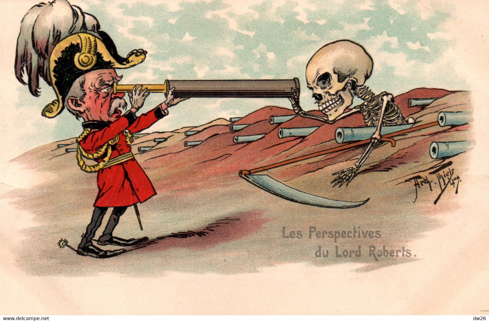 Carte Satirique, Illustration Arthur Thiele: Les Perspectives Du Lord Roberts (Guerre Des Boers) Carte Non Circulée - Sátiras